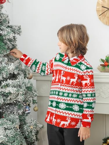 Goodstoworld Boys Halloween Christmas Shirt Kids Long Sleeve Button Up Shirts Size 5-124