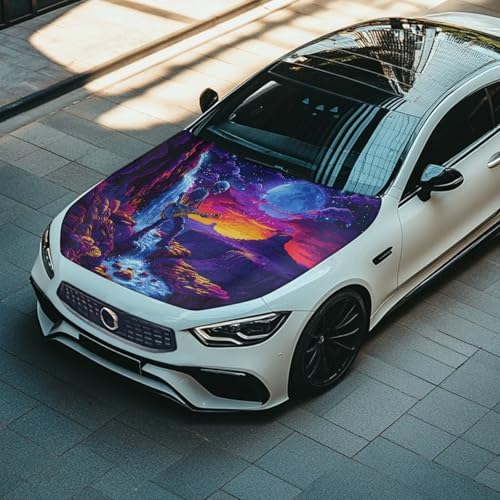 Image of Canyon Skeleton Guitarist Car Hood Cover Protector Car Hood Wrap Blankets Waterproof Stretchable All Weather Universal Automotive Accessories for Most SUV Sedans