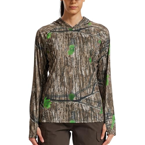 LOOGU Women's UPF 50+ Sun Protection Hoodies Shirts Slim Fit Long Sleeve Lightweight Quick Dry UV Fishing Hking Outdoor LOOGU Ents Green 2XL