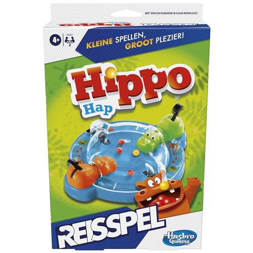 Hasbro Gaming Jeu Hippos gloutons édition Voyage, Jeu Portable pour 2 Joueurs, Jeu de Voyage pour Enfants dès 4 Ans, inclut 2 hippopotames gobe-Billes (Version...