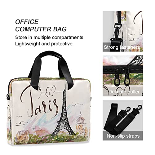 Eiffel Tower Paris Laptop Messenger Bag Case Sleeve Crossbody Briefcase For Men Women With Shoulder Strap Handle 13 14 15.6 Inch #TOP3
