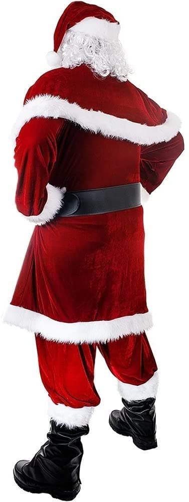 Costume da Babbo Natale da 12 Pezzi Costume da Babbo Natale da Babbo Natale per Adulti Costumi in Maschera di Natale Costume da Babbo Natale in Velluto Deluxe X-Large