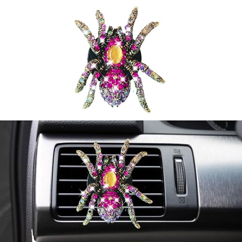Image of Auto Diamond Spider Car Air Conditioning Outlet Clip Decorative Car Air Vent Clip Charm, Bling pink Car Accessories, Car Interior Decoration Charm, Cute Car Decor
