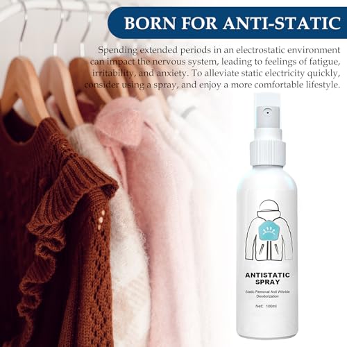 Spray Antistatisch, 100ml Antistatik Spray Reduziert Statische Aufladung, Anti Static Spray Spray Antistatisch, Antistatik Spray, Textilien Antistatik Spray für Kleidung, Textilien, Möbel und Auto