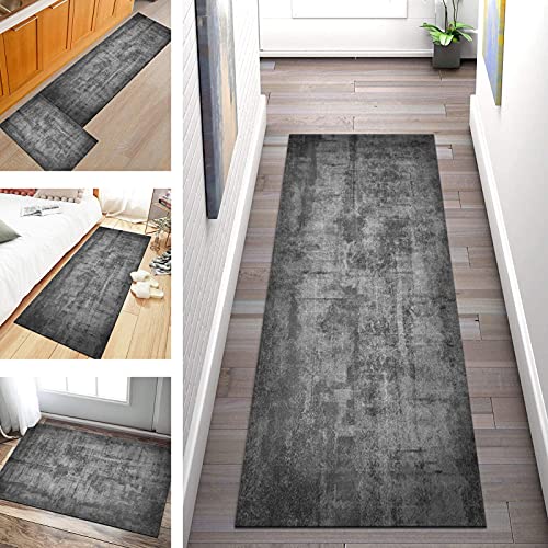 SGLGSTORE Teppich Läufer Flur rutschfest Gris Abstrakt Modern Korridor Teppichläufer Waschbar Schlafzimmer Wohnzimmer Küchenläufer, Meterware Anpassbar 3D-Druckmuster Küchenbodenmatte Cover
