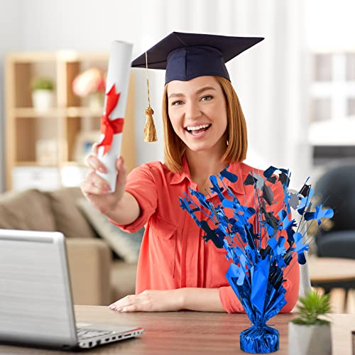 Image of Jetec 3 Pcs Graduation Table Centerpieces Graduation Table Decoration Glitter Foil Graduate Centerpieces for 2026 Grad Party Graduation Certificates(Blue)