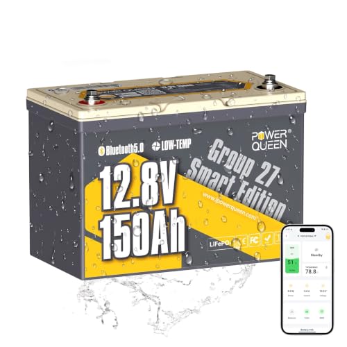 Image of Power Queen 12V150Ah Group27 Trolling Motor LiFePO4 Battery for Marine Boat