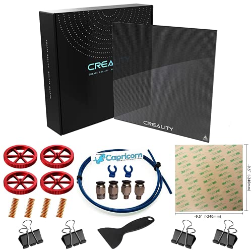 Cheapest 🛒 Creality Ender Series Composite Coated Glass Bed (235x235x4mm) Upgrade Kit with PEI Sheet, Capricorn Tubing, Aluminum Bed Leveling Nuts, Quality Bed Springs, Binder Clips/Ender 3 Ender 3 Pro Ender 5