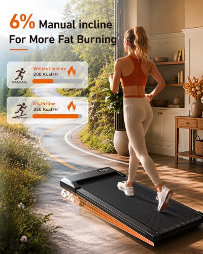 Image of Superun Walking Pad with 6% Incline, Under Desk Treadmill, 3 in 1 Portable Treadmills for Home with Remote Control LED Display, 2.5 HP Quiet Mini Treadmill for Office Home Use, 300 Lbs Capacity