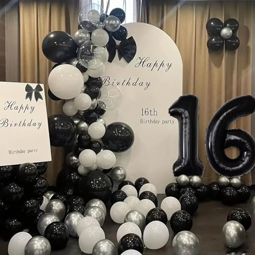 Image of Number Balloons Black Party Balloon - Giant Number 6 Balloon, 40 Inch Large Balloon for Birthday Decorations, Black Party Supplies for Men Women