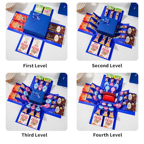 Überraschung Box, 5-lagige Kreative Geschenkbox Explosionsbox, DIY Handgemachte Exploexplodierende Box Geschenkbox Aufklappbar für Valentinstagsgeschenke, Geburtstag, Weihnachten