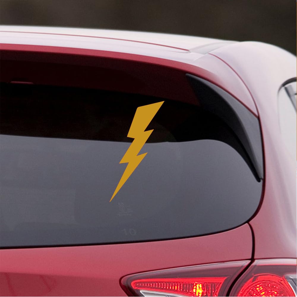 Kalkomanie Lightning Bolt 1 (metaliczne złoto) (zestaw 2) wysokiej jakości wodoodporne winylowe naklejki na laptopa, telefon, akcesoria, kask, szybę, zderzak, kubek, bulwy, drzwi, dekoracja