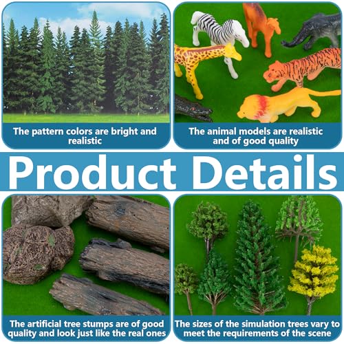 Image of codree 65 Pcs Jungle Diorama Kit Habitat Project Box Set, Cardboard Diorama Box Animals Model Scenery Kit, Animal Figurines Rainforest Diorama Supplies for DIY Crafts Birthday Gifts Party Favor