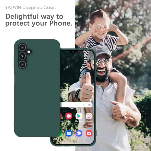 Image of YATWIN Silicone Back Case for Samsung Galaxy A35, Soft-Touch Phone Back Cover for Samsung Galaxy A35 - Dark Green