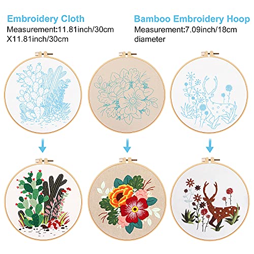 6 set di kit per ricamo iniziale con motivi e