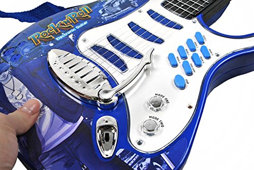ISO TRADE Elektrische gitaar + versterker + microfoon met standaard blauwe set voor jongens 1554 - Image 8