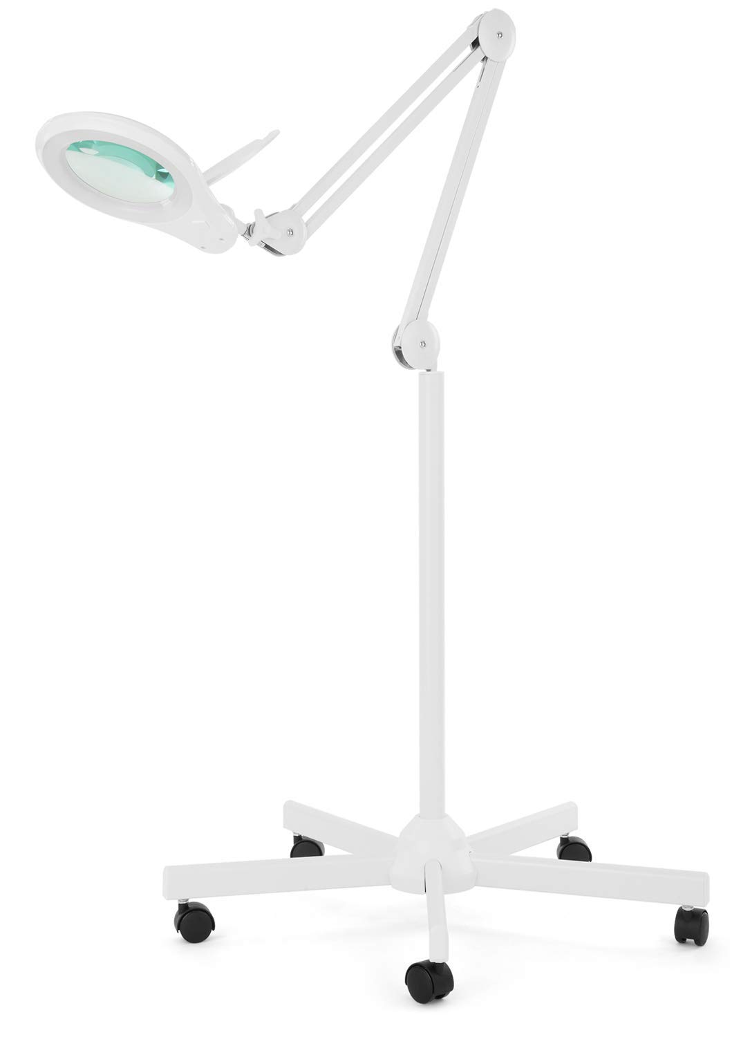 Neatfi LED Lámpara de Pie de Aumento –1,200 Lúmenes, Lente Bifocal de 13 cm con 5 y 20 Dioptrías, Regulable, Base con Ruedas, Lámpara de Piso para Lectura, Costura y Manualidades (Blanco)