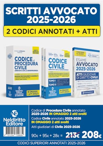  Kit codice civile e codice di procedura civile annotato con la giurisprudenza per l\'esame di avvocato 2025-2026 + Atti di diritto civile 2025