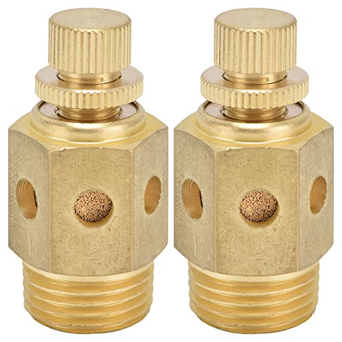 Generic 2Pcs Brass Air Exhaust Muffler Adjustable Throttle Silencer 1/2in Male Thread, Impact Resistant for High Temp, Excellent Noise Reduction with Good Resistance, Generici5uha893s7