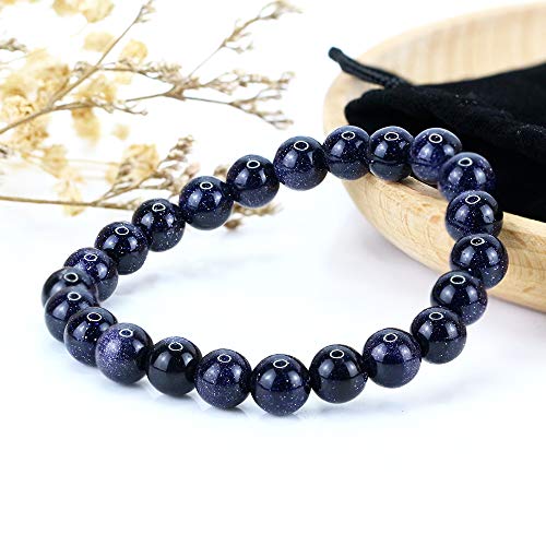 Image of Clearain Natural Gemstones Bracelet 8mm Chakra Round Beads Energy Power Crystal Reiki Healing Elastic Stretch 7 Inch for Women Men Unisex