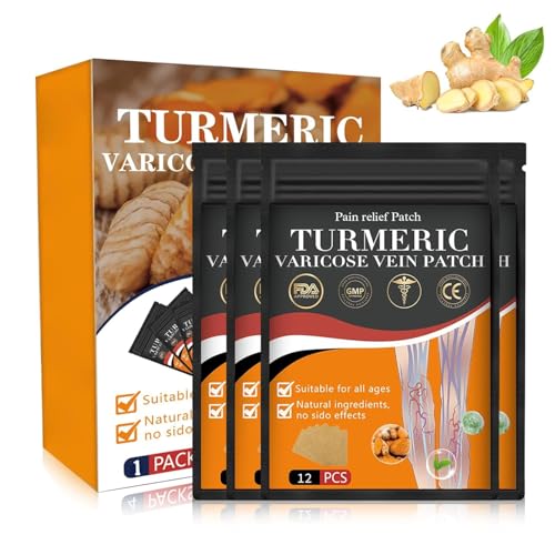Image of KENASHII Turmeric Varicose Vein Patch - Natural Herbal Relief for Leg Pain, Swelling, Circulation & Spider Veins - Plant-Based Patches for Healthy Veins & Comfort - Reduces Acne Scars