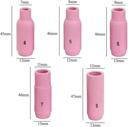 Miniatura 2 de Alffun Kit de lentes de gas de soldadura TIG de 58 piezas, kit de consumibles de boquilla de alúmina para cuerpo de pinza, compatible con accesorios