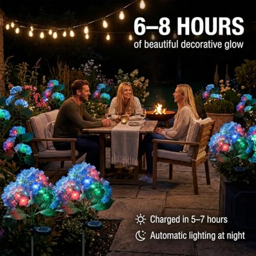 Image of hardoll Plastic Solar Decorative Light Hydrangea Flower Shaped RGB Color LED Lamp For Waterproof Outdoor Home Garden Yard(Blue Color-Pack Of 1)