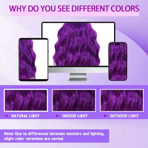 Image of Pastel Dark Purple Wavy Bob Wig for Women, Short Shoulder Length Synthetic Wig with Bangs, Matte Natural Realistic Look Lightweight Hairpiece, Purple Color for Daily Wear & Cosplay Costume