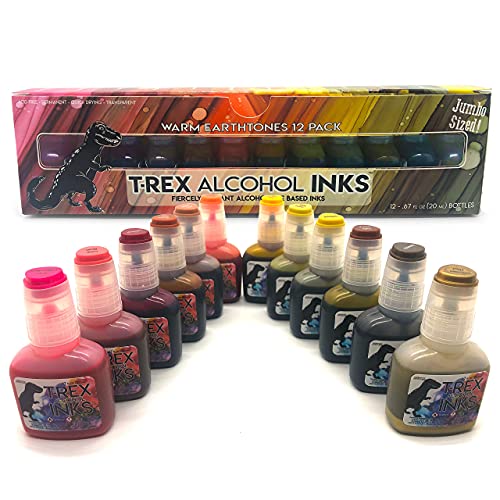 T-Rex Inks Premium Alcohol Inks Warm Earth Set- 12 Warm Tone Colo...