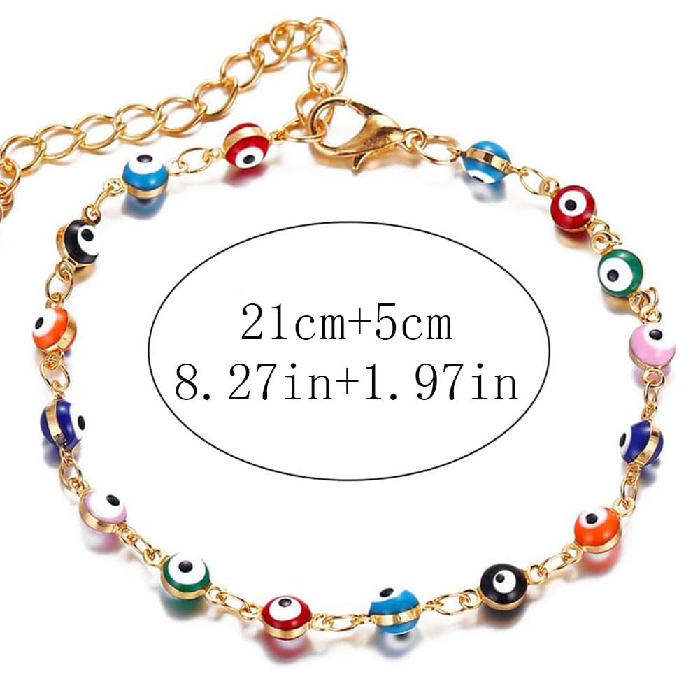 Clataly Colorful Evil Eye Gold/Silver Evil Eye Staff Eckboard Letnia Plaża Evil Eye Damska Regulowana Biżuteria
