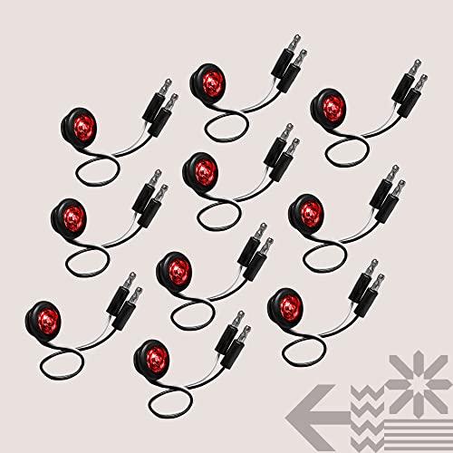 10Pc 3/4" Round Red Trailer Led Marker Light [Dot Fmvss 108] [Sae P2Pc] [Semi-Spherical Output] [Ip67 Waterproof] [Bullet Style] Round Clearance Marker Lights For Trailer Truck #TOP7