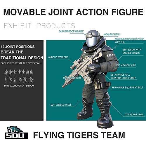 YEIBOBO ! Special Forces Mini Military Action Figure with Weapons and Accessories (Flying Tigers Team XJ-826)