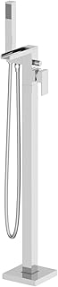 Dakota Bathroom Waterfall Freestanding Bath Shower Mixer Tap Handset Hose Attachment Square Single Lever Handle for Bathtub Modern, Chrome