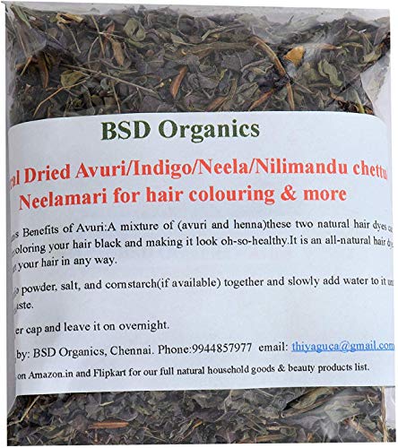 BSD Organics Natural Dried Avuri/Indigo/Neela/Nilimandu chettu/Neelamari for hair colouring & more -200