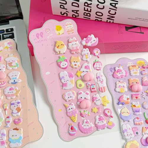 ぷにぷにシール 4枚セット 重複なし キャラクター風 3D立体ステッカー