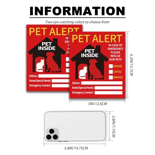Image of 2 PCS Pet Alert Sticker for House，UV Resistant Self Adhesive Vinyl in Case of Fire Pet Stickers Waterproof Fade-Resistant Pets Inside Window Emergency Sticker