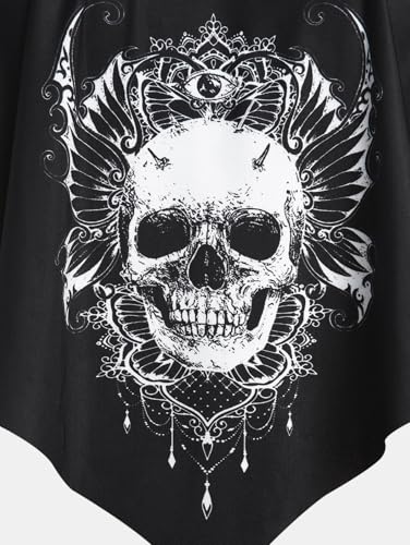 Rosegal Womens Plus Size Curve Gothic Skull Print Ruffled Overlay Tankini Swimwear Set4