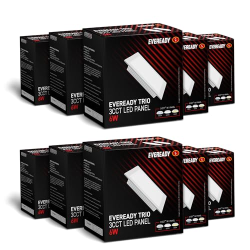 Image of Eveready 6W LED Trio Panel, Inbuilt 3CCT Modes (6500K-4000K-3000K), 4kV Surge Protection, Square, Pack of 10