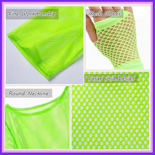 SZSMW 2 Ropa AñOs 80 Disfraz - Disfraces AñOs 80 - Camiseta Rejilla Mujer Fiesta de Vestimenta de Carnaval de Halloween, Fiesta Retro O NostáLgica, como Hip-Hop, Festival de Rock