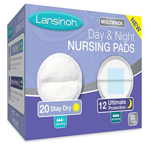 Lansinoh Nursing Pads Day & Night Multipack, 32 Count (20 Stay Dry Pads & 12 Ultimate Protection) Disposable Breast Pads