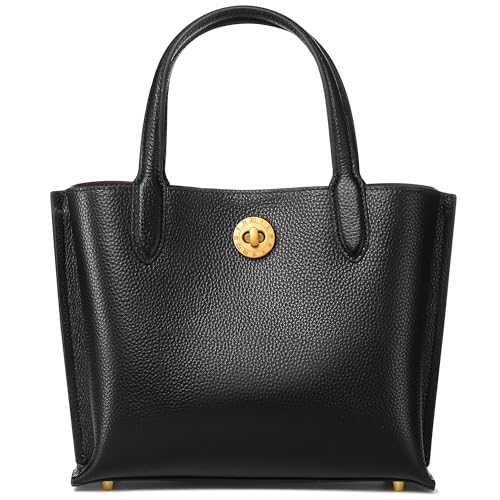 Bolso Tote de Cuero Genuino para Mujer Mediano Negro miniatura 3