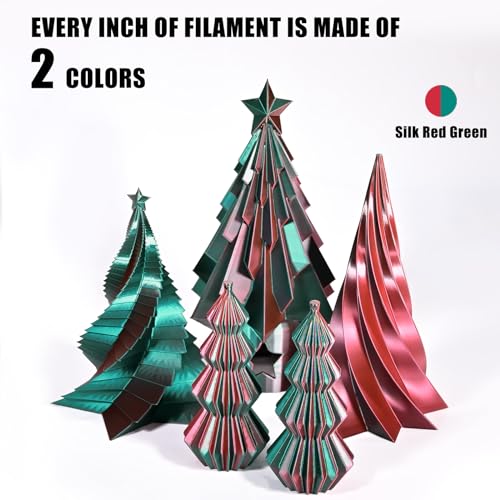 Image of OVV3D PLA Filament 1.75mm Dual-Colors, Christmas Red Green Silk PLA Filament,3D Printer Filament Rainbow PLA Filament, 3D Printing Filament + /-0.02mm, 1kg /2.2lbs