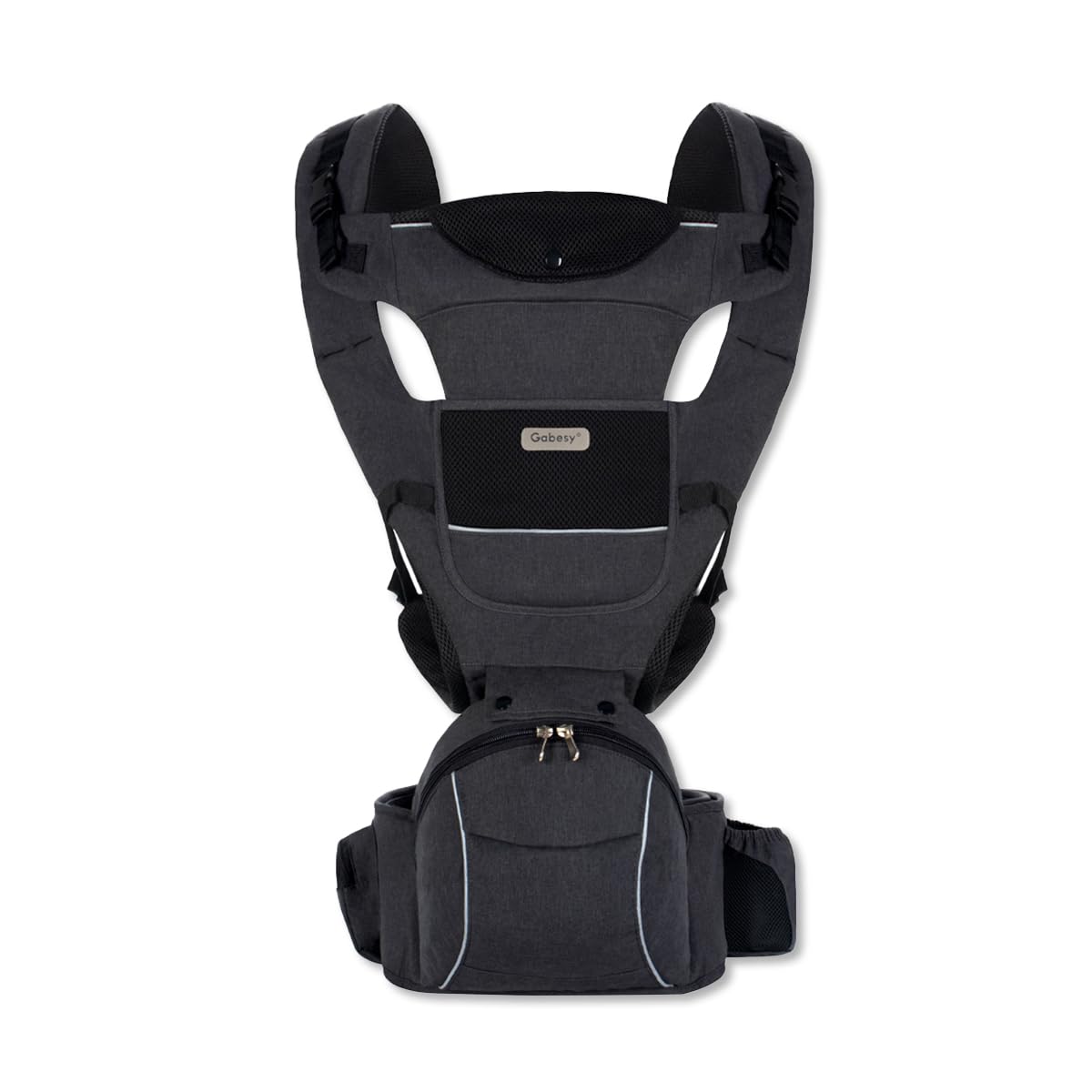 SONARIN 3 en 1 Multifuncional Mochila Portabebés con Asiento de Cadera,Porta Bebé Ergonómico Portador de Bebé con Función de Almacenaje,Multiposición para Recién Nacidos 0-36 Meses(Gris Oscuro)