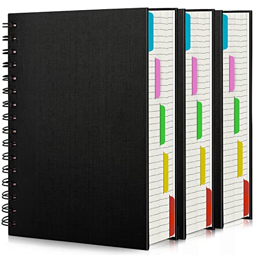 Carnet à spirales A5 EUSOAR lot de 3 avec papier 100g et couverture rigide noire
