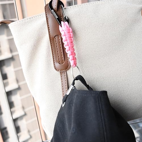 Image of BRAVESHINE Paracord Keychain Carabiner Clip, D Ring Lanyard Hanger Stroller Hook for Water Bottle, Key, Backpacks, Men, Women