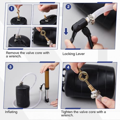 Image of Glooglitter 4 Inch Inflatable Pipe Plug, with Floor Pump | Rubber Plumbing Test Ball for Sewer Drain Inspection, Brass Valve, Pipeline Pressure Testing Balloon and Leak Checks