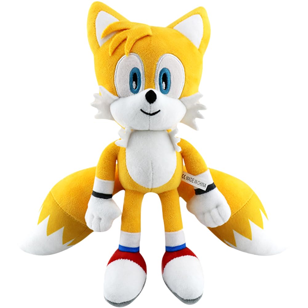 Super Shadow Plush Toys Plush Doll Age 8+ 12” / 30 CM Cartoon Plushies Cute Stuffed Animal The Movie Plush Figure,Tails, Knuckles Character Soft Toy for Kids Boys Girls Birthdays Gift -Yellow
