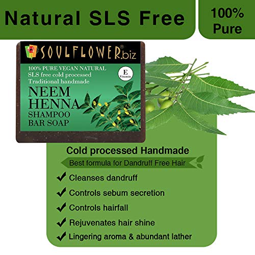 Image of Soulflower Neem Henna Shampoo Bar Soap, 150g