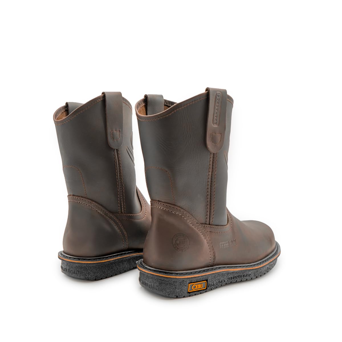 CEBU - Botas de Trabajo para Hombre (Punta de Acero, 25,4 cm), Marrón (Marrón), 39 EU