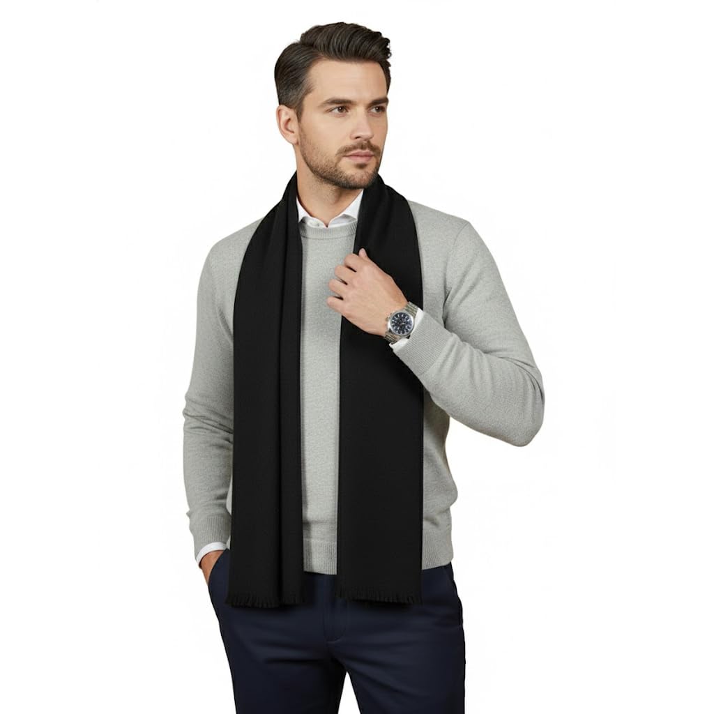 Men’s Premium Blended Wool Stole – Soft & Warm Stylish Solid Winter Wraps Men Stoles - Size - 80 x 28 Inches-image-1